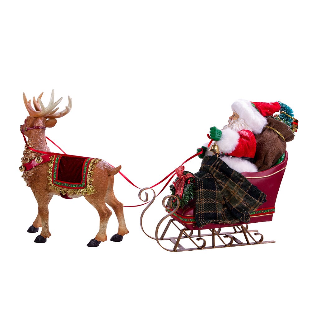 Kurt Adler 10-Inch Santa in Sleigh with Deer